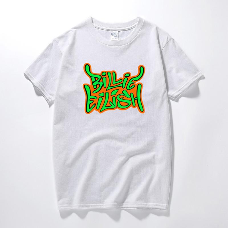 

Eilish Billie Принт Футболка с коротким рукавом Женская Заявление Круглый вырез Футболки Топы XL белый