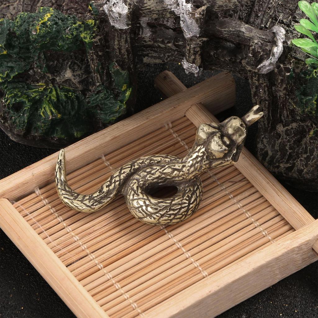 Artistic Brass Snake Ornament Representing Intelligence and Luck Interior Decorations for Study or Living Room Display