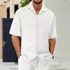 Men's Summer Hawaiian Color Stripe Textured Breathable Loose Button Shirt