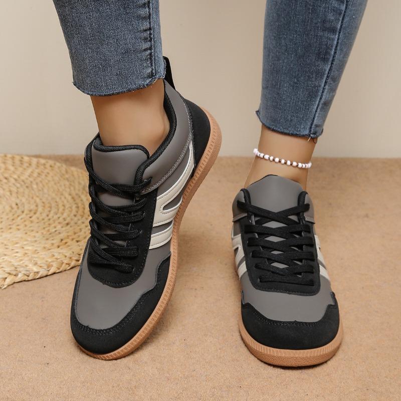 Autumn Sports Shoes Women's 2025 Autumn New Lace-up Plus-size Color-blocking Low-top Cotton Shoes