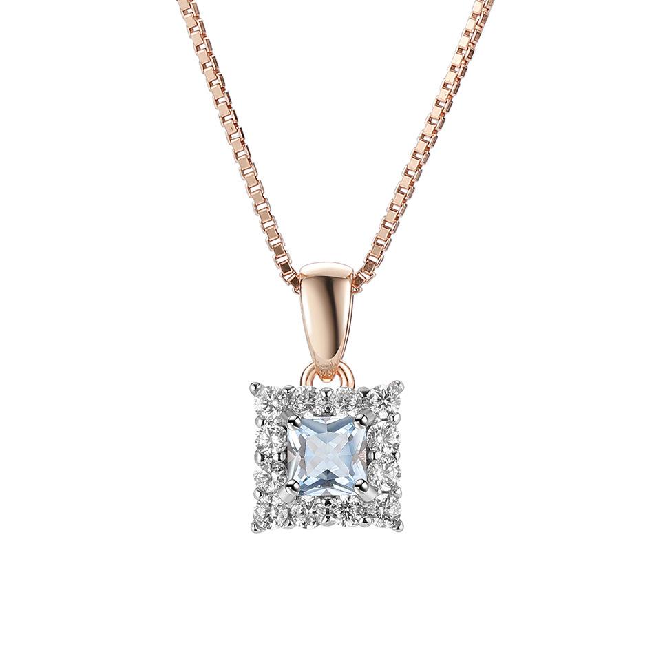 

Новое простое квадратное колье из стерлингового серебра 925 пробы с нано-голубым розовым золотом и разделением цветов 925 silver