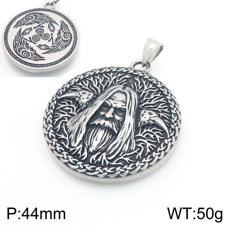

Titanium Steel Men s Pendant Templar Cross Viking Axe Raven Odin Norse Mythology Necklace