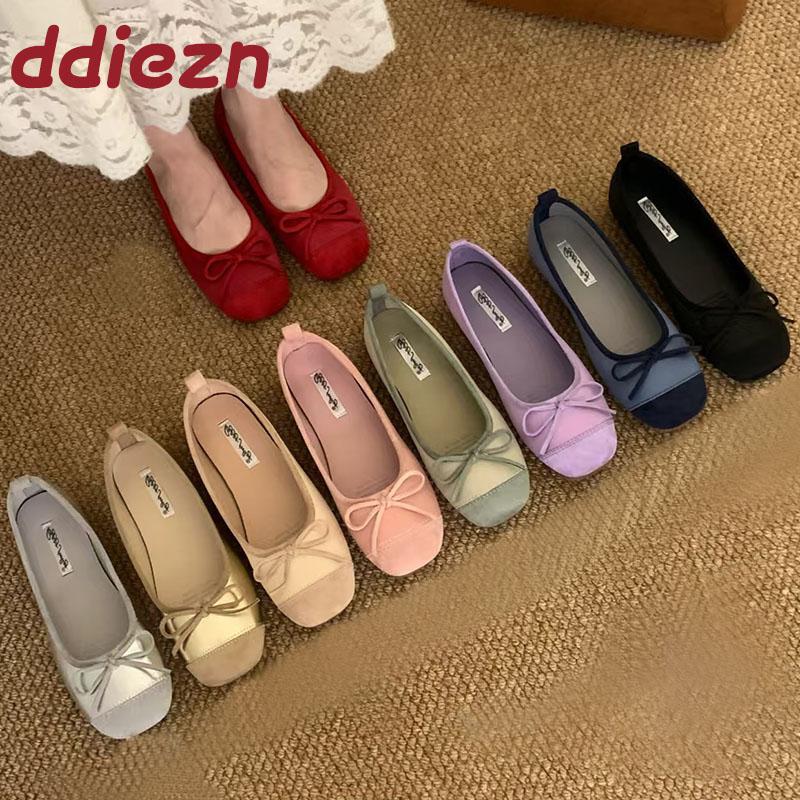 Měkké Dámské Hedvábné Mělké Dámské Baleríny S Botami Pantoflemi Kulatá Špička Obuv Nazouvací Dámské Baleríny Taneční Boty
