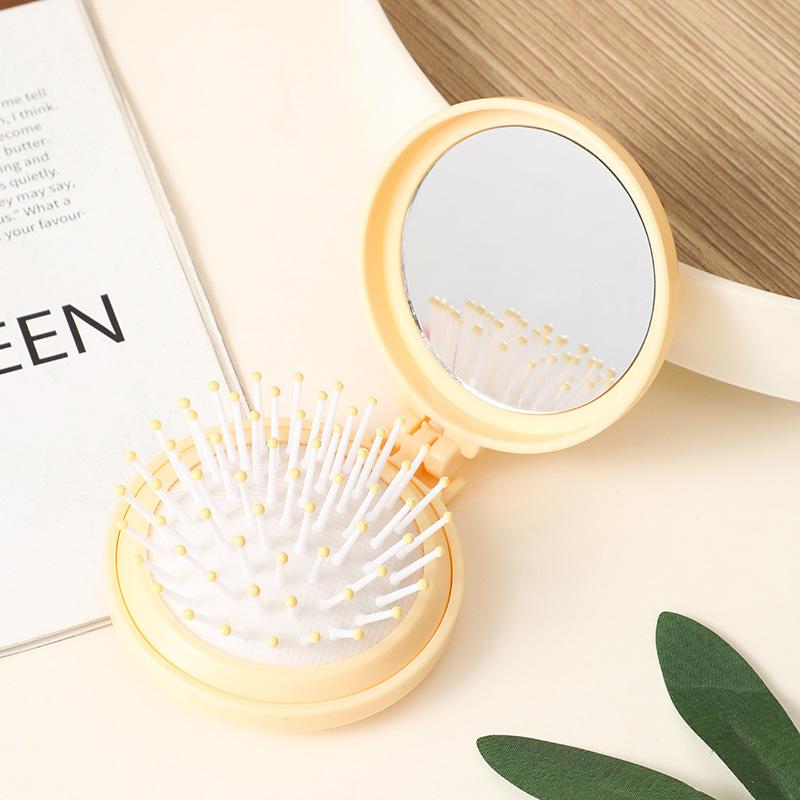 Mini folding hair brush head airbag hair comb anti-static styling accessories portable travel hair brush comb