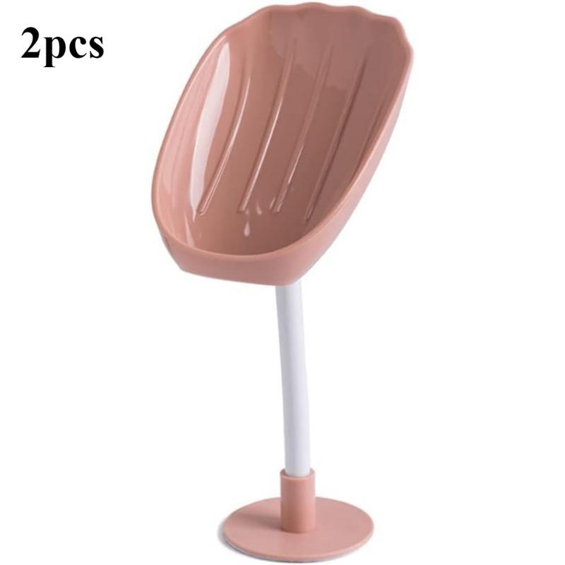 2pcs Soap Box, Bathroom Shell Shaped Storage Box, No-Punch Mobile Suction Cup Type, Soap Box for Bathroom Use