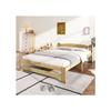 Lit double - MUVOE - Nature - 140x200 cm - Bois massif naturel - Élégance classique