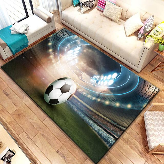 3D-Fußball-Druck-Teppich, Schlafzimmer-Dekoration, Teppich, Zuhause, Wohnzimmer, Dekoration, Küchenmatte, Eltern-Kind-Spiel, Fußball-Bodenteppich