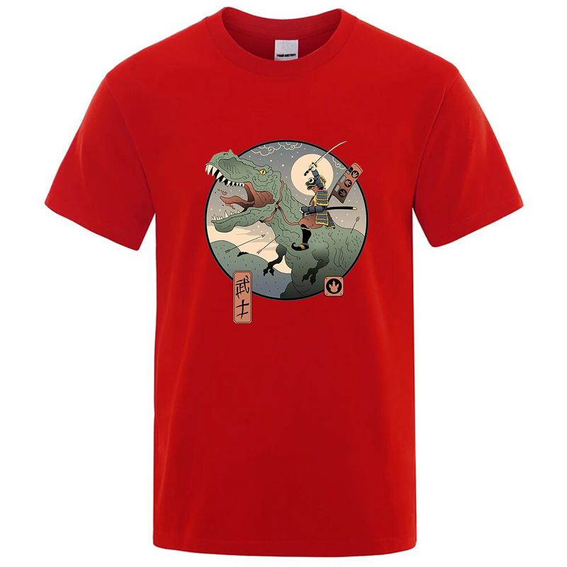 Summer Mens Tshirt High Quality 100 Cotton Anime Dinosaur Printing Casual Cool Loose Oneck Men Tshirt Male Tops for Men