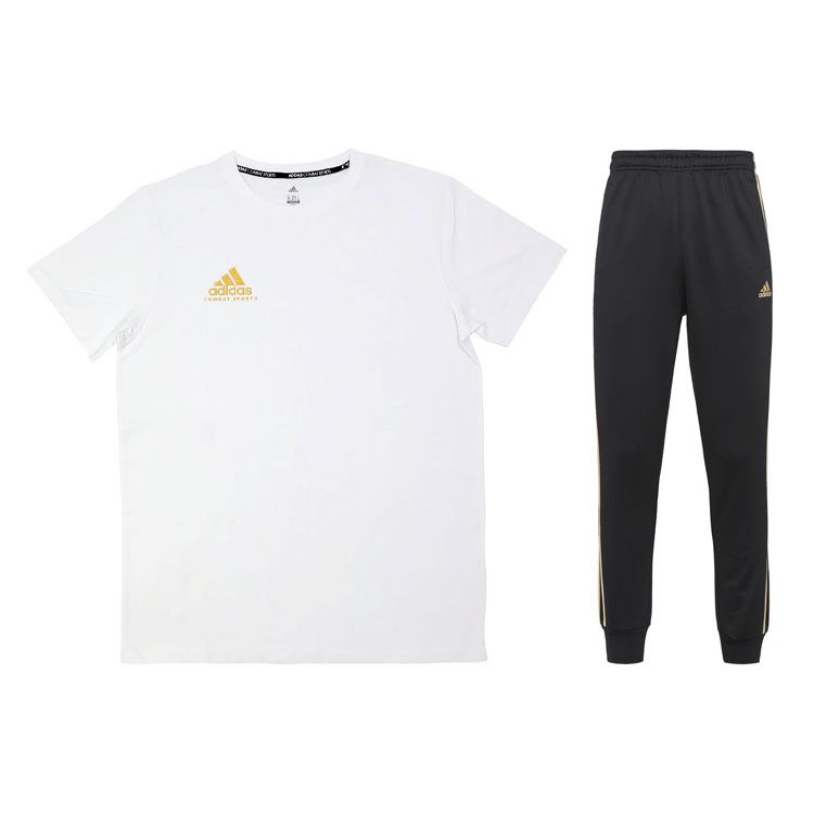 

Adidas Футболка с коротким рукавом и круглым вырезом с логотипом, полосками по бокам, длинными брюками, повседневный спортивный костюм для мужчин, спортивная одежда ADICSTS06-WG+TR30P1R-BG S