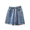 Summer New Plus Size Women's Clothing Lace Bandage Elastic High Waist Loose Thin Elastic Four Points Denim Shorts Hot Pants