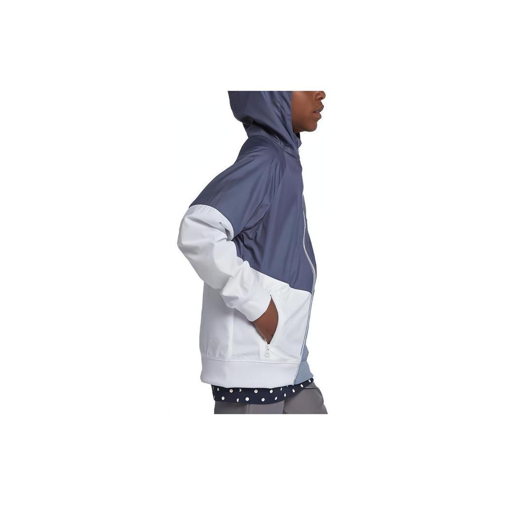 Nike Sportswear Windrunner Logo Print Color Block Hooded Casual Jacket Kids jackets Radiant-Blue 939558-491