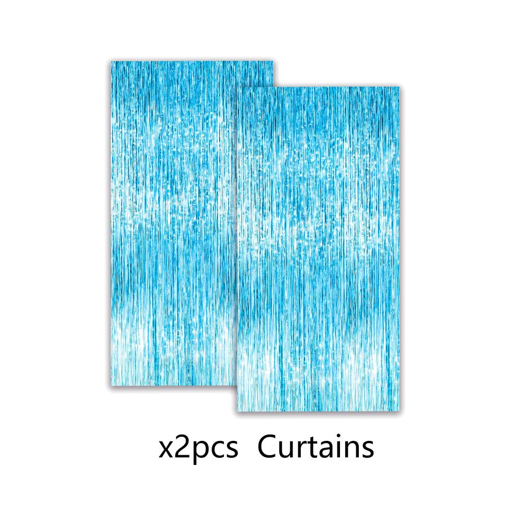 Blue Snowflake Birthday Party Decoration Snowflake Flag Rain Curtain Balloon Birthday Set Birthday Party Supplies