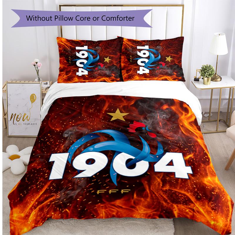 France Football Printed Bedding 3 Piece Set Cozy Breathable Bed Cover Set as Housewarming Holiday Gift