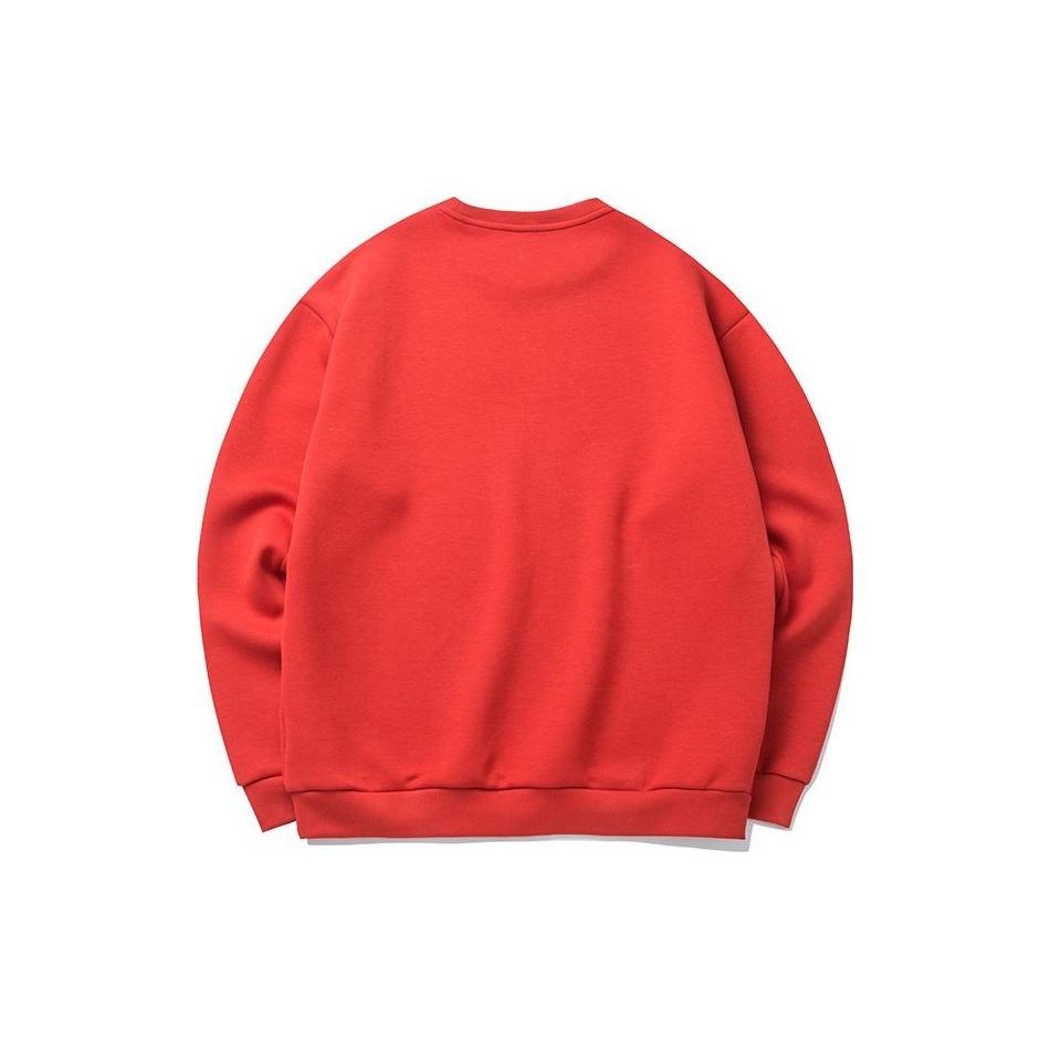 Anta Comprehensive Training Series Logo Print Round Neck Loose Pullover Sweatshirt Men Sweatshirt Red 152217743-2