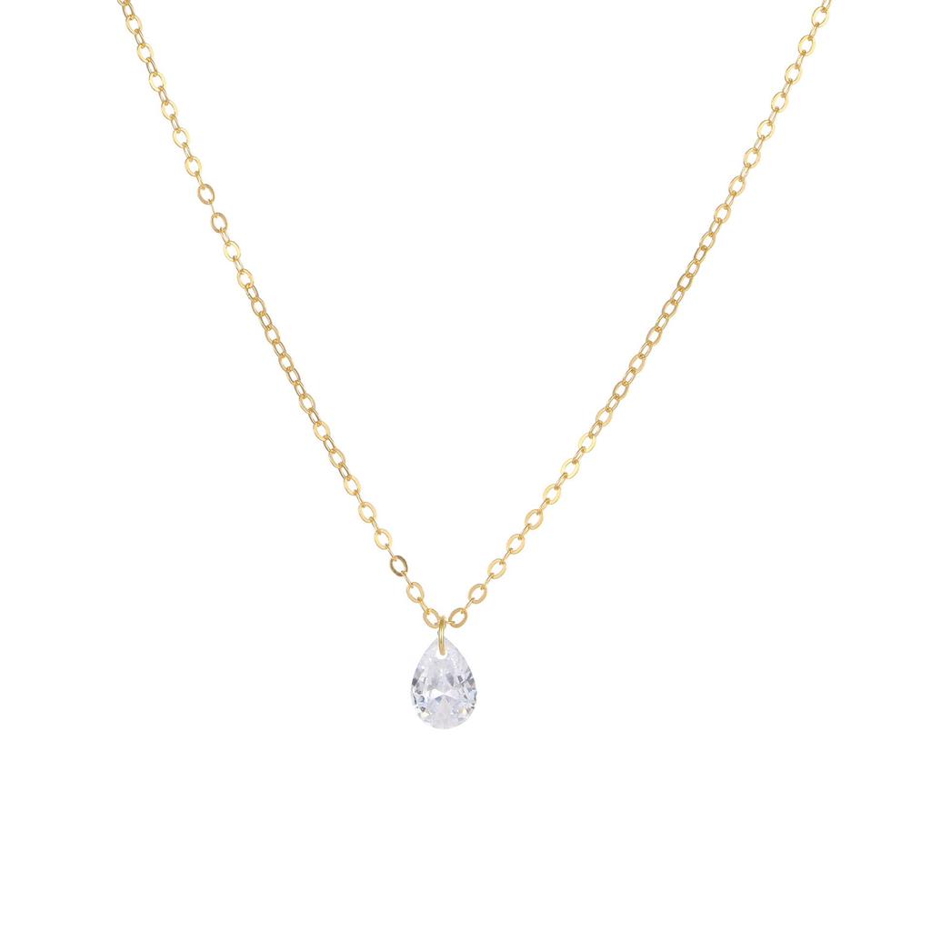 Cross-Border S925 Sterling Silver Water Drop Zircon Necklace - Elegant Women's Clavicle Chain