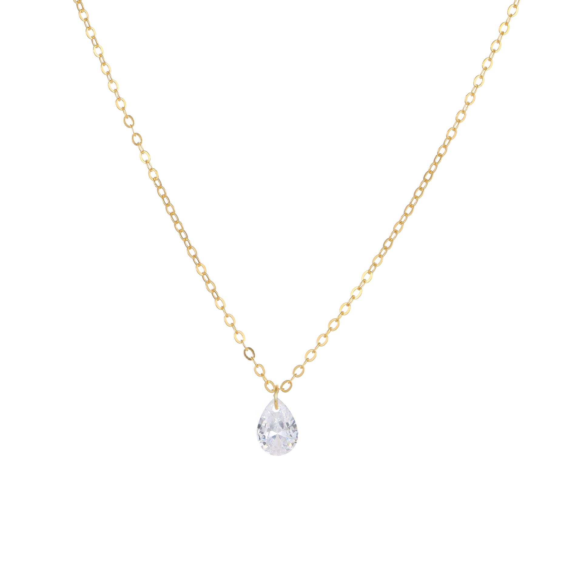 

Cross-Border S925 Sterling Silver Water Drop Zircon Necklace - Elegant Women s Clavicle Chain 925 Sterling Silver