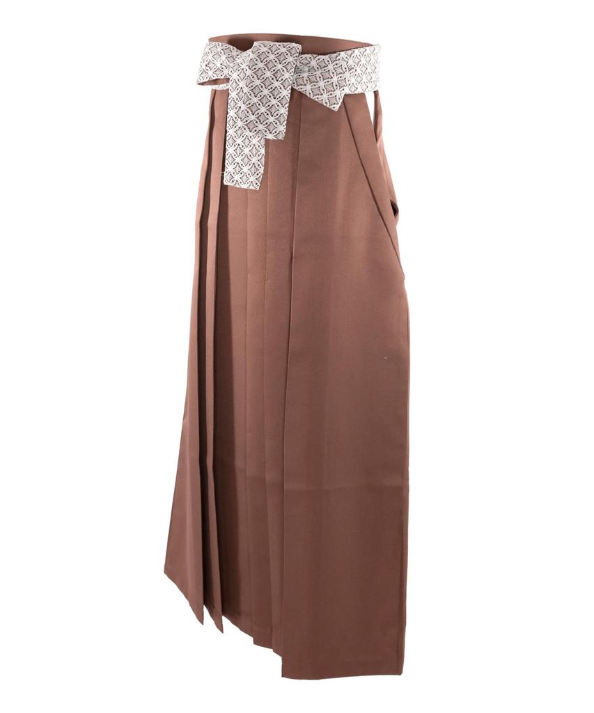Graduation Hakama with Lace Single Junior Chestnut [KYOETSU] Cord, Plain, Piece, (18. Brown, 91cm)