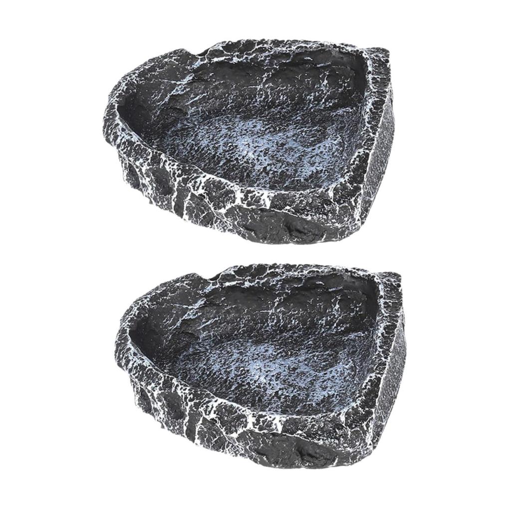 2Pcs Reptile Water Dishes Food Bowls Resin Terrarium Decor Worm Feeder for Frog Bearded Dragon Amphibian Hermit Crab Chameleon