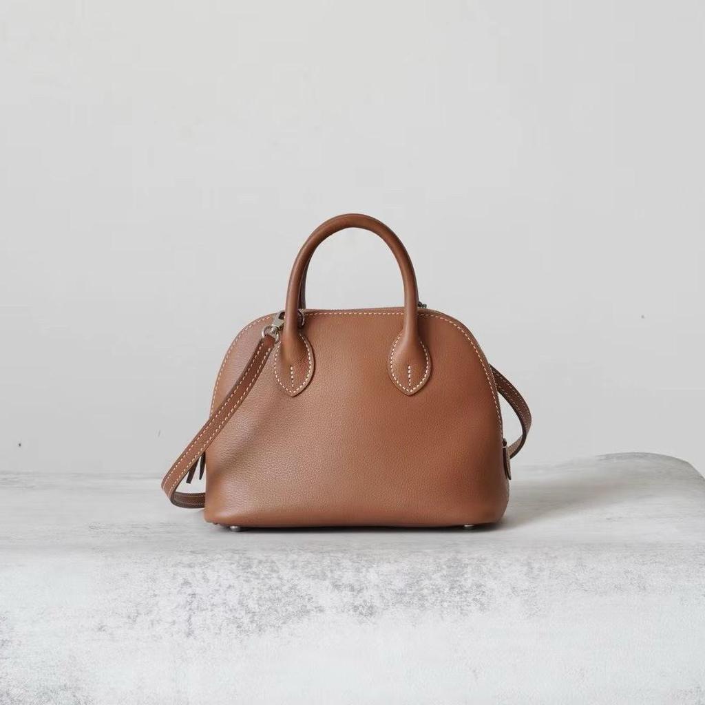 Sac Bandoulière Mini Coquille en Cuir de Vachette Evercolor Importé Polyvalent Sac pour Femme en Cuir de Vachette Première Couche Sac de Bowling