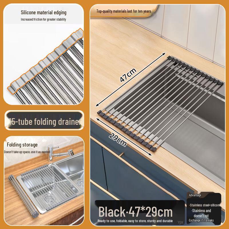

Foldable Kitchen Sink Drying Rack with Knife Holder
