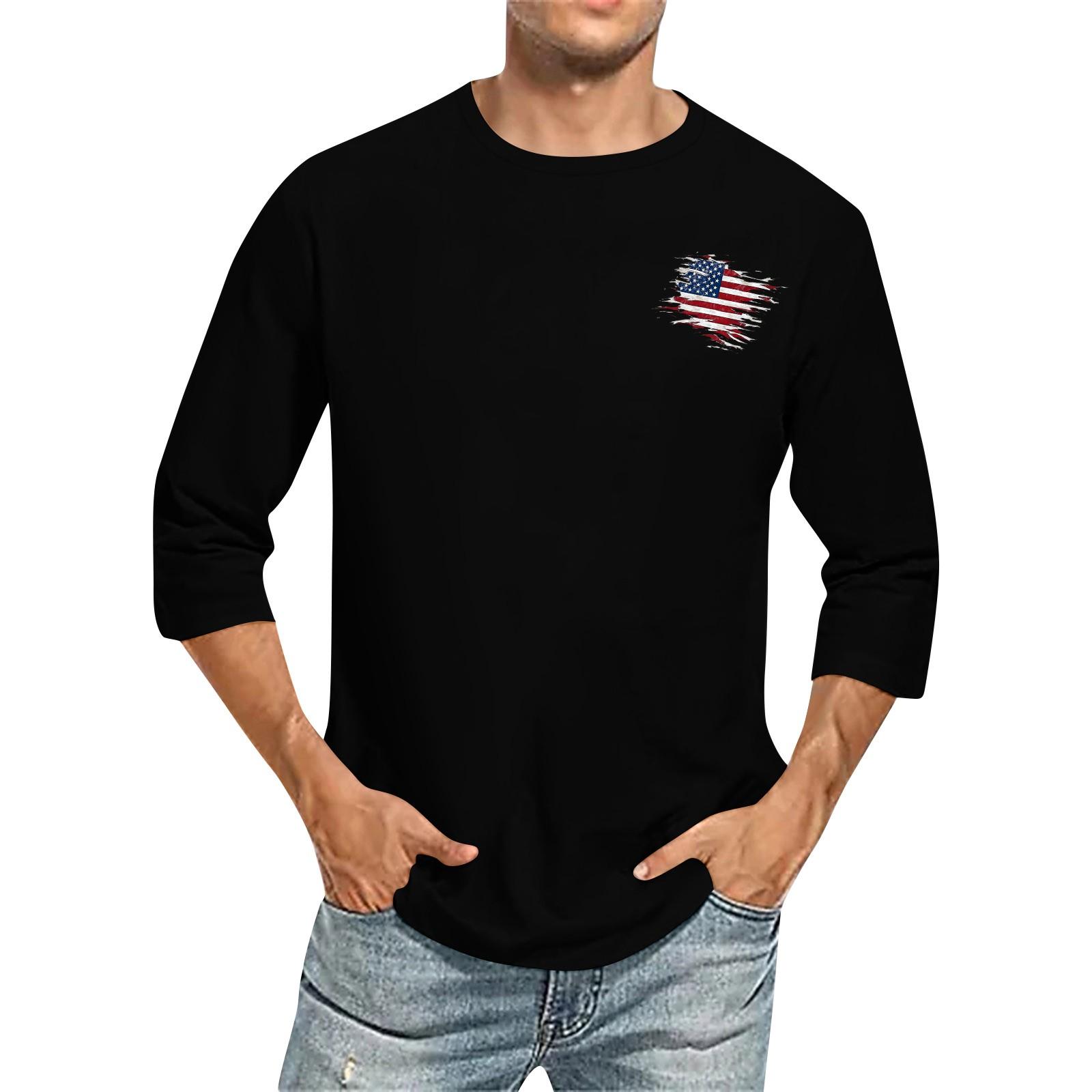 

Мужская повседневная и модная футболка с принтованным воротником и рукавами три четверти XXXL чёрный