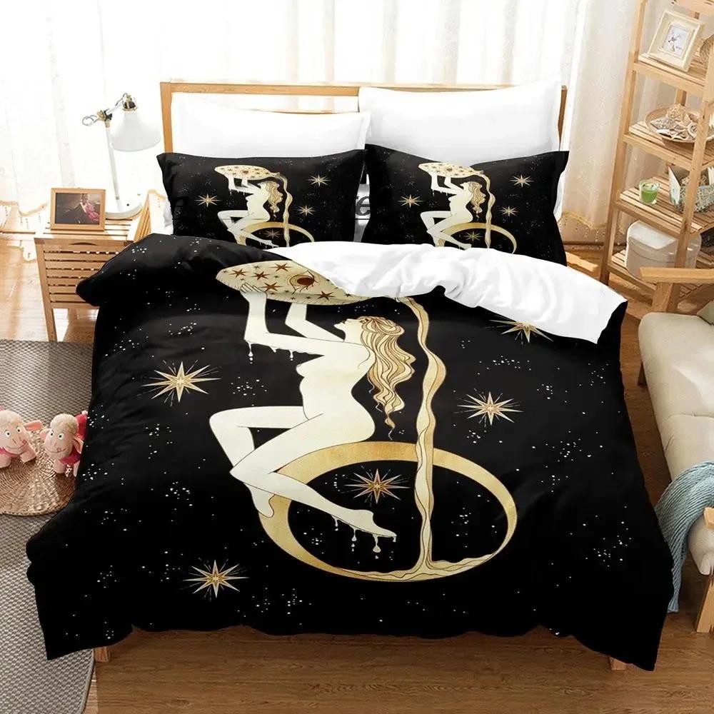Witch's Moon Bedding Set Single Twin Full Queen King Size Aldult Boys Bedroom Duvet cover Sets Anime