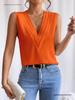 European and American Women's Summer V-Neck Layered Solid Color Top