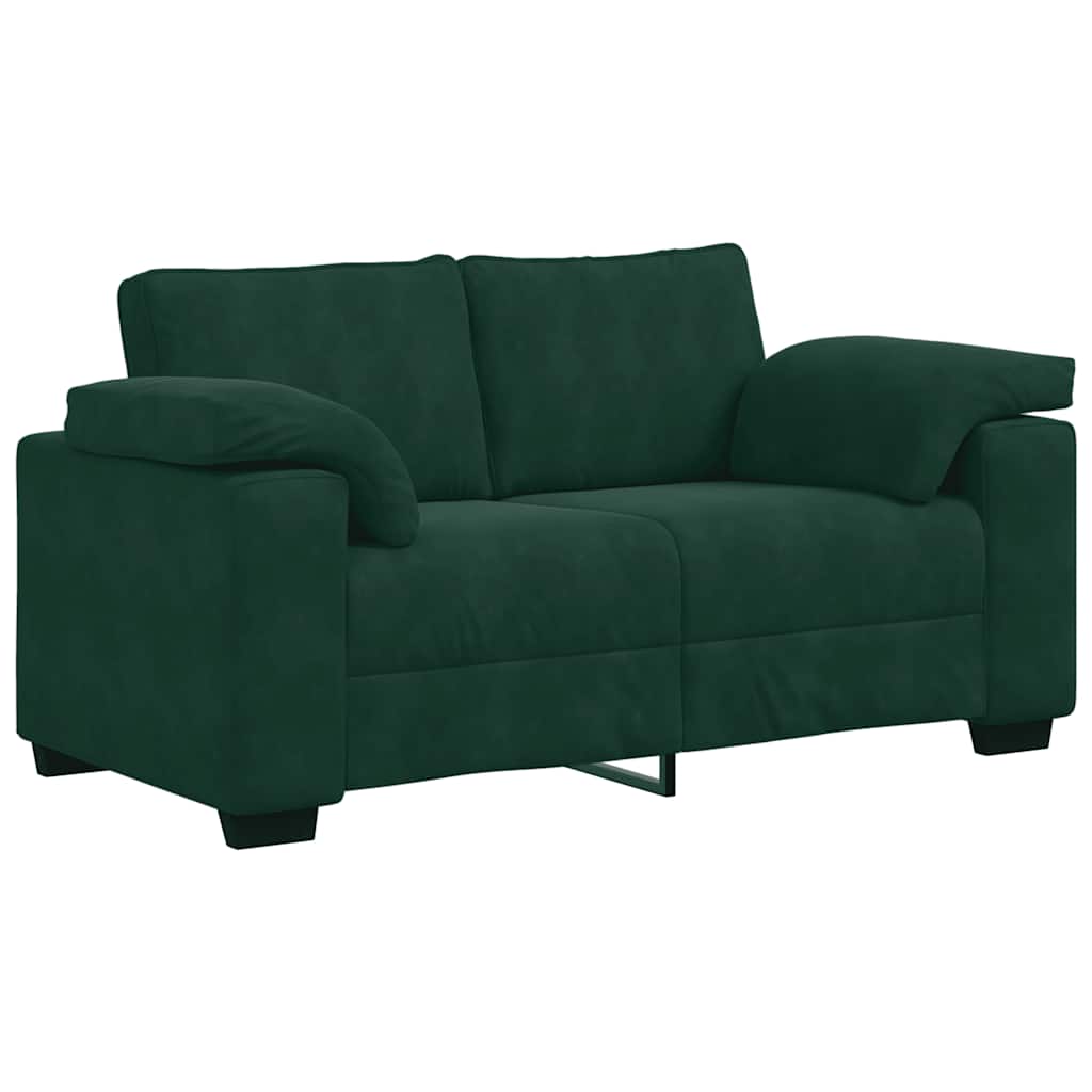 3 Piece Sofa Set with Cushions Dark Green Velvet
