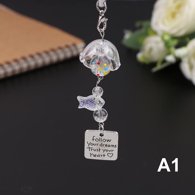 Transparent Keychain Cute Goldfish Wind Chime Pendant Keyring Phone Lanyard Kawaii Bag Decorative Accessories Home Decorations