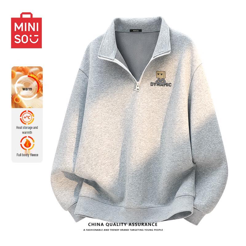 

MINISO Men s Heavyweight Fleece Half-Zip Stand Collar Sweatshirt Z 3XL