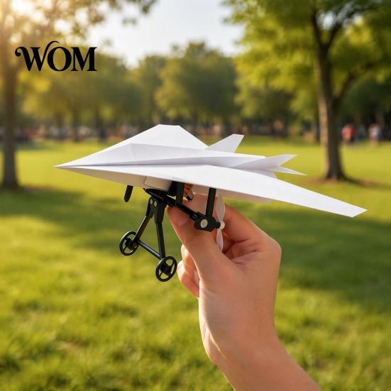 Indoor Outdoor Flying Toy Remote Control Paper Airplane Kit, DIY Electric RC Plane with Gyro Educational Stabilizer, Dual Propellers, Lightweight