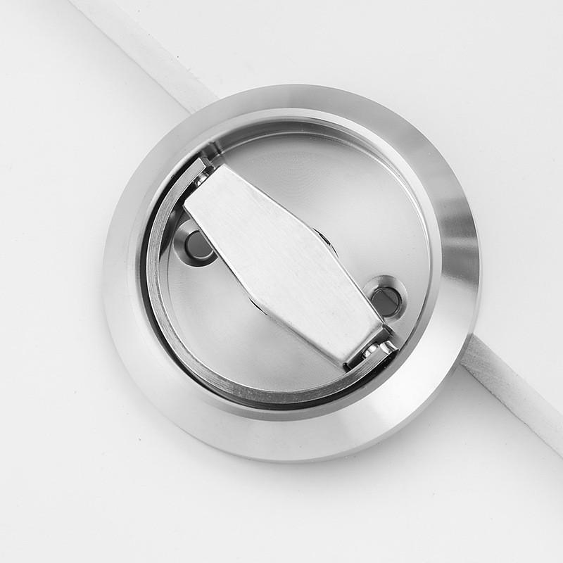 Stainless Steel Invisible Door Lock with Pull Ring, Single/Double-Sided Mounted Round Handle.