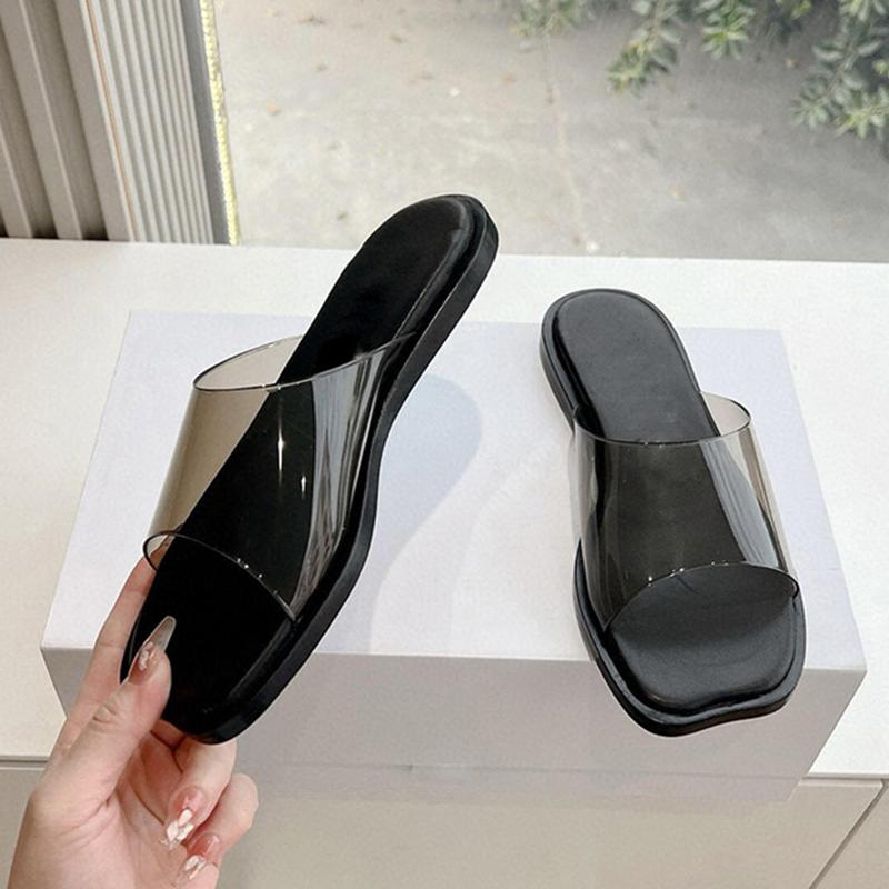 Fashion women transparent slippers flat heel strange open toe flip flops ladies clear beach slides shoes woman sandalias pantuflas mujer