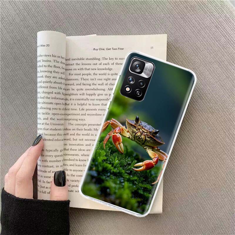Unique Animal Crab Phone Case For Redmi Note 13 12 Pro Plus 14 15 Pro 5G 11 11T 11E 11S 10 Pro 10S 9 9S Cover Cell Clear TPU Cap