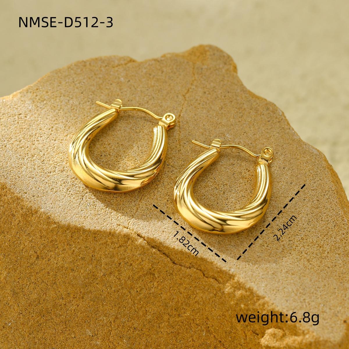 GEMCHIC Women s Stainless Steel Geometric Earrings Texture Stud Earrings Fashion Light Luxury Hypoallergenic