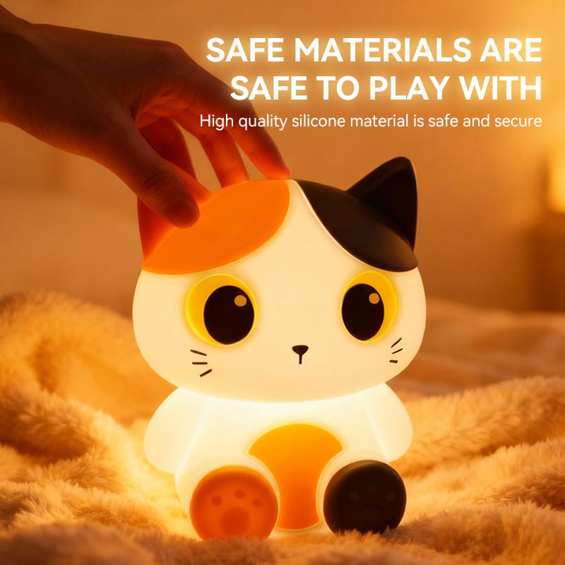 Dreifarbige Katzen-Nachtlampe, Wiederaufladbare Nachttischlampe, Berührungssteuerung mit Dimmfunktion, Timer, Ideal für die Heimdekoration, Perfekte Geschenkauswahl