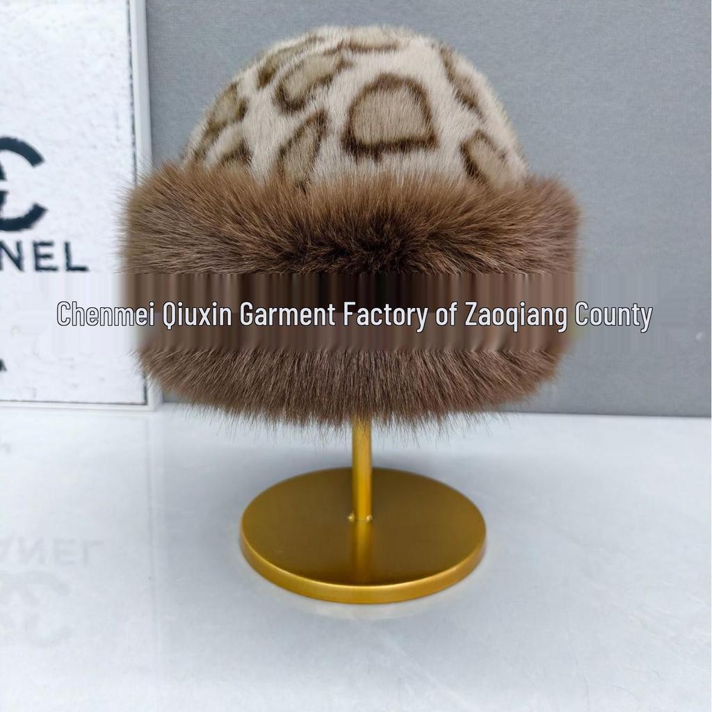 Stilvoller warmer Fischerhut mit Leopardenmuster aus Kunstpelz