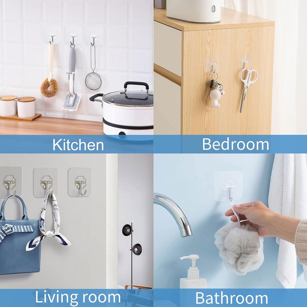 Waterproof And Oilproof Wall Hooks Sticky Hooks For Kitchen Bathroom Shower Door Outdoor Wall Hanging Door Self-adhesive