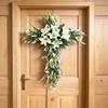 Yousheng Artificial Lily Wreath for Door Wall Faux Floral Hanging Decor for Home Garden Church Rustic Religious Ornament for Spring Easter