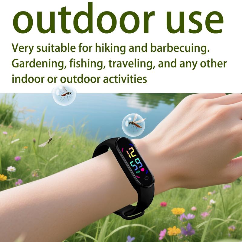 Lenovo Mosquito Repellent Wristband LED Time Display Watch Wearable Physical Ultrasonic Non-chemical For Home Outdoor Sport 2026