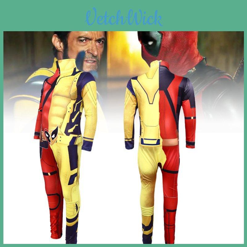 Deadpool Wolverine 3d Cosplay Costume For Men Comfortable Stretchy Spandex Suit