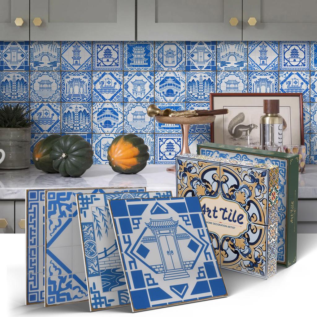 PET Foam Thickened Self-adhesive Wall Sticker, Waterproof and Anti-fouling European Mandala Wallpaper Tile Sticker for Kitchen and Bedroom