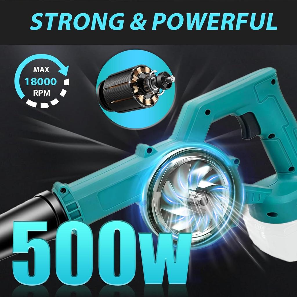 Cordless Leaf Blower with 2 x 3.0 Ah Batteries and Charger, 200 km/h Electric Leaf Blower for Makita, Electric Air Blower Battery Leaf Blower