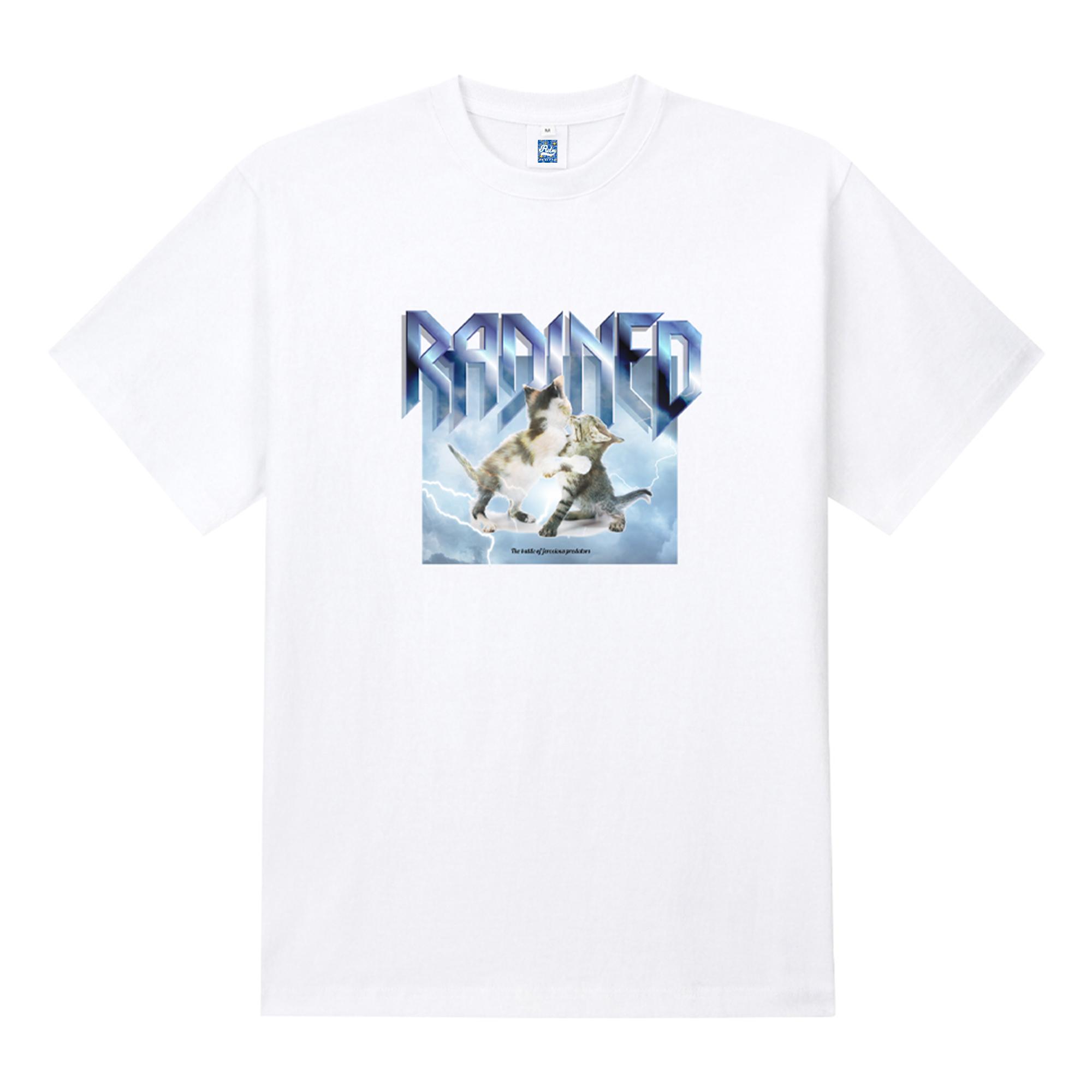 Radineo Cat And Punching White Short Sleeve T-Shirt S