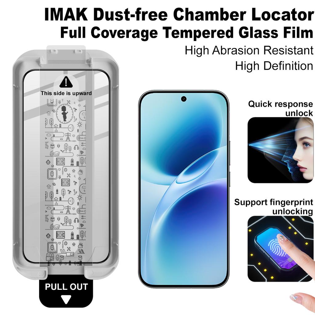 For Vivo V70 Elite 5G Glass IMAK Dust-free Cabin Full-screen Tempered Glass Film Supports Fingerprint Unlock