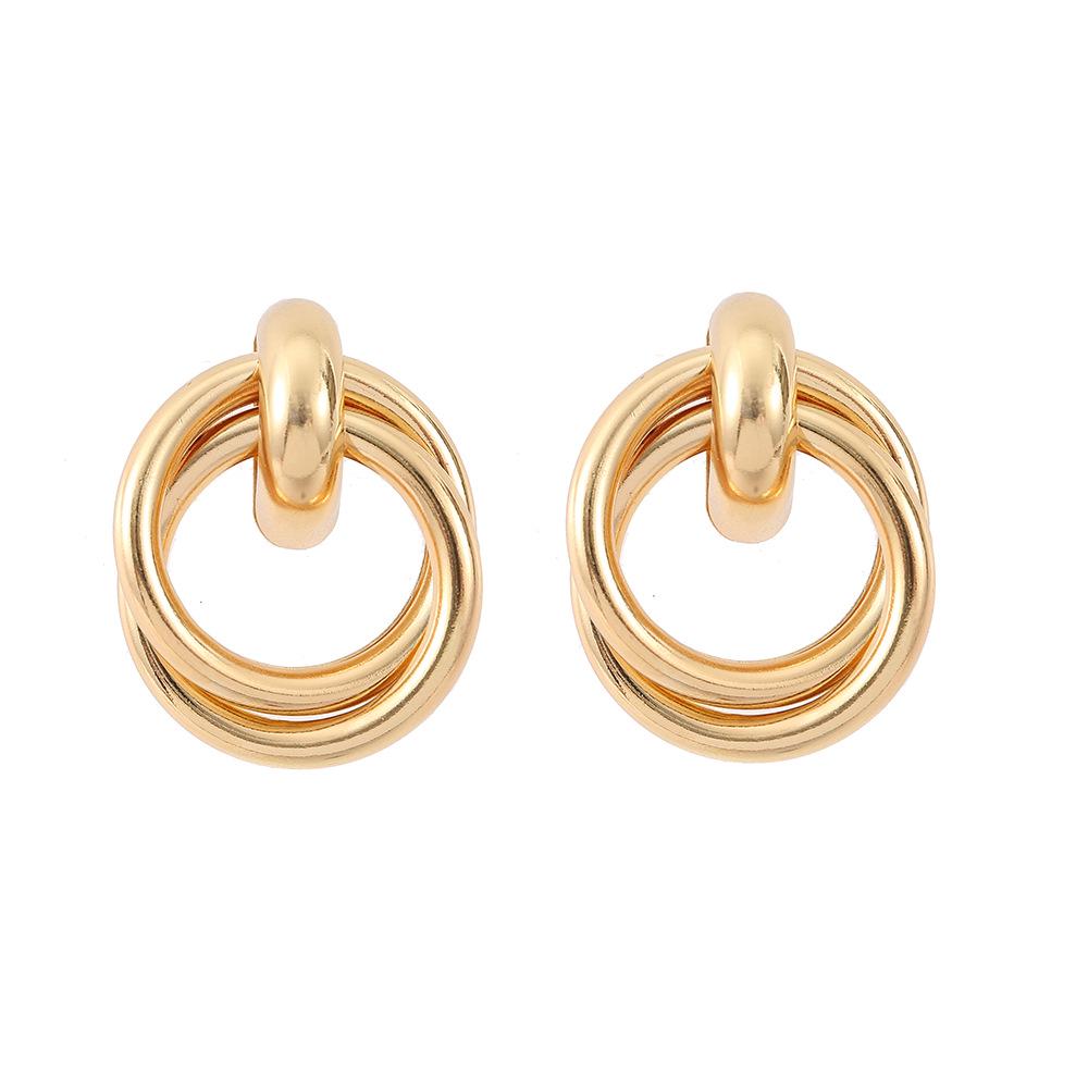 2024 Trendy Geometric Gold Hoop Earrings: Exaggerated Retro Style for Women