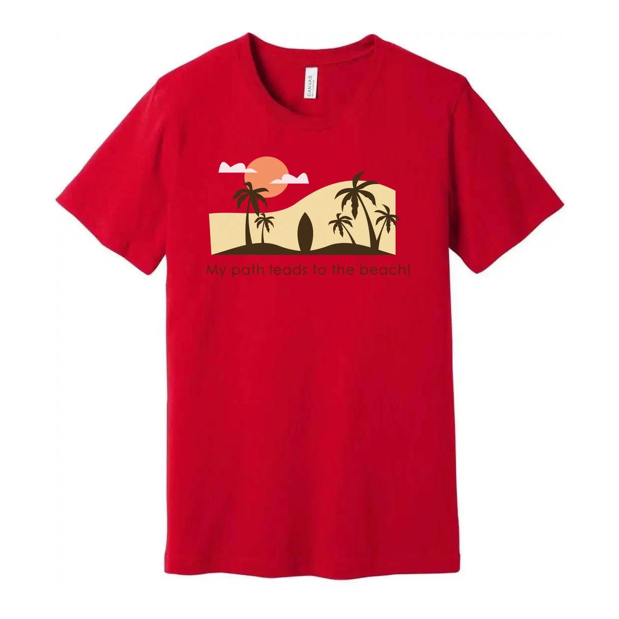 Unisex Beach Scene T Shirt With Palm Trees Sunset Graphic S