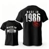 T-shirts Rétro pour Homme pour le 40ème Anniversaire: Fabriqué en 1986 Toutes les pièces d'origine Avant et 40 Édition Limitée Graphique Arrière T-shirts à Manches Courtes