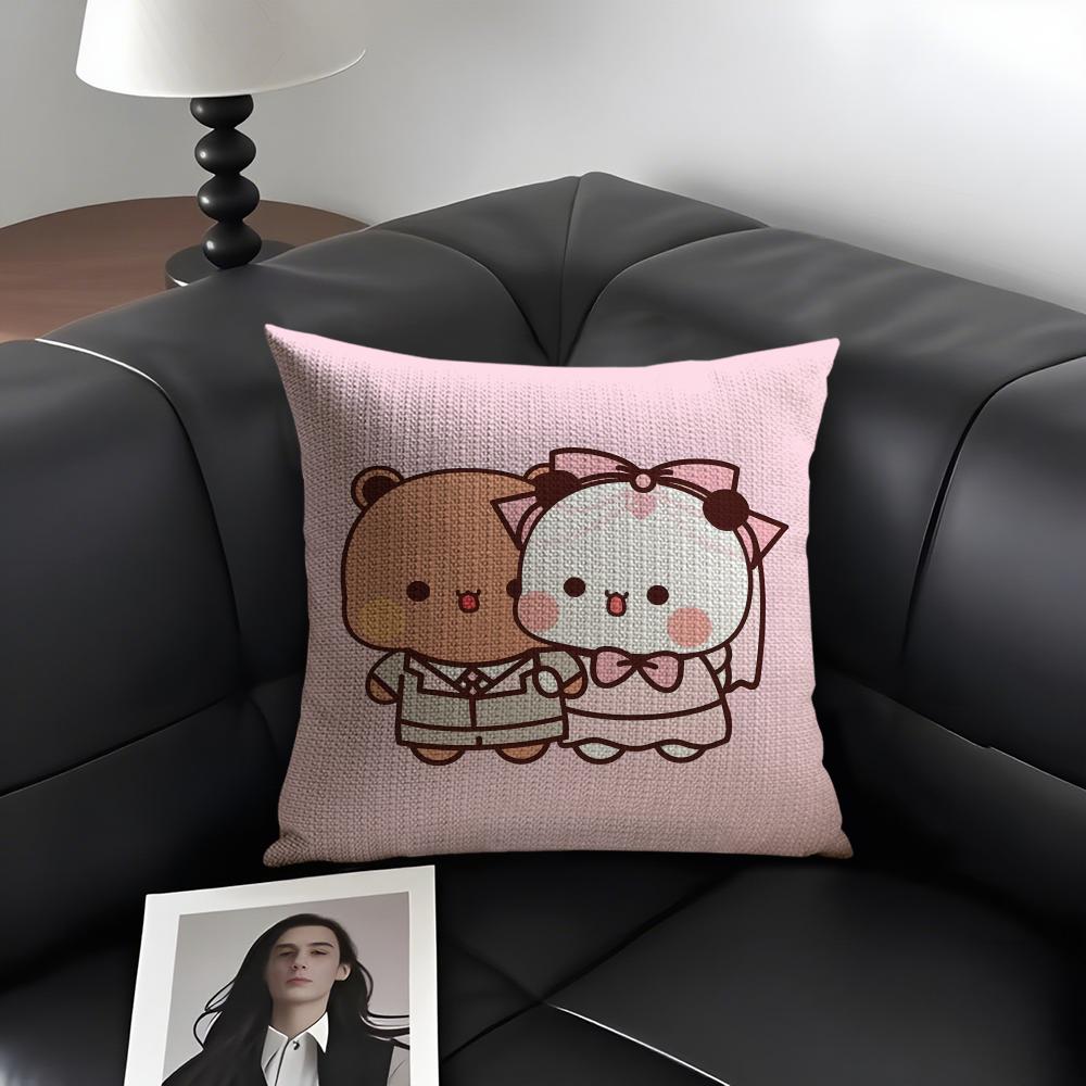 BBubu DubuU Cartoon Cushion Cover Natural Linen Organic Fabric DoubleSided Printing Sofa Home Decor Gift Pillow Case