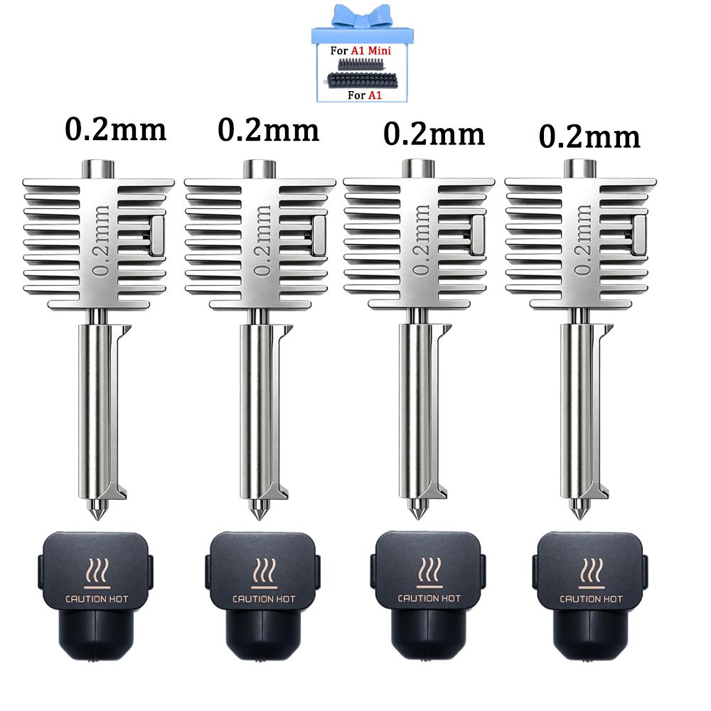 Hotend-Kit für Bambu Lab A2L/A1/A1 Mini Hot-End-Baugruppe 0,2/0,4/0,6/0,8 mm Gehärteter Stahl Einteilige Düse für A1 3D-Drucker